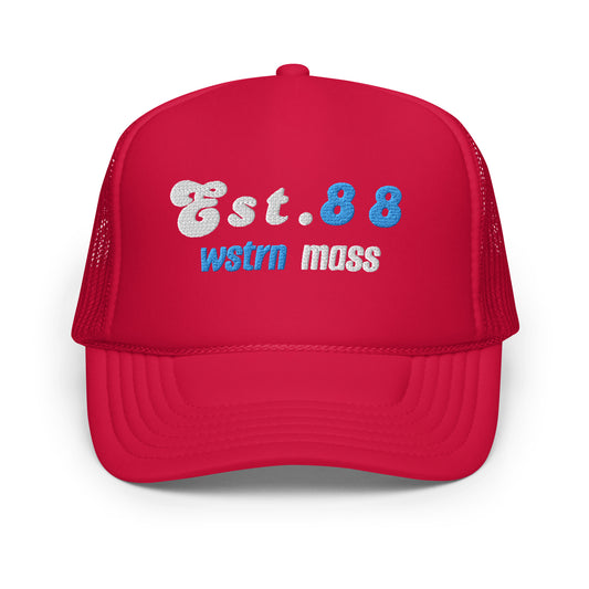Est. 88 Wstrn Mass Foam Trucker Hat (Red, Aqua, White)